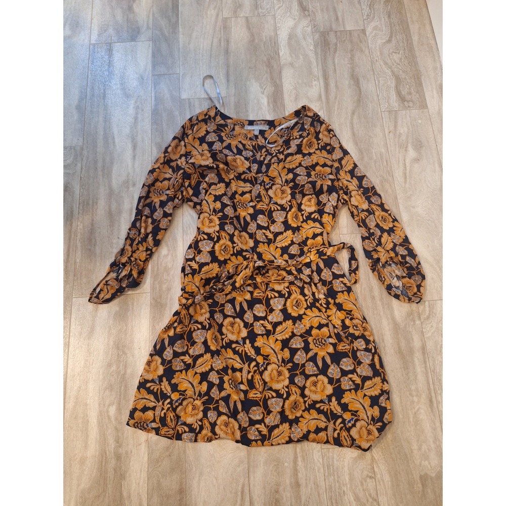 Daniel Rainn Floral Dress Womens Medium Blue Yellow Excellent Boho Casual Work